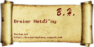 Breier Hetény névjegykártya